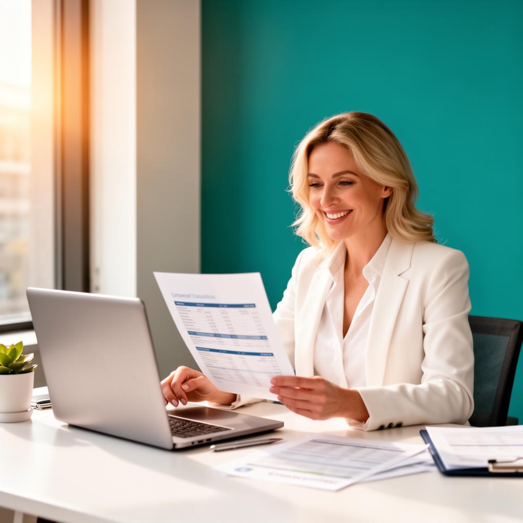 Professional accountant reviewing financial documents